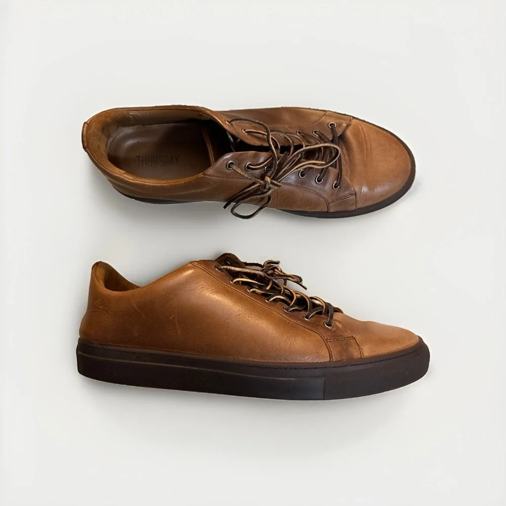 Thursday Boot Co Men's Premier Low Top Sneaker Sz 15 Natural Brown Leather Shoe